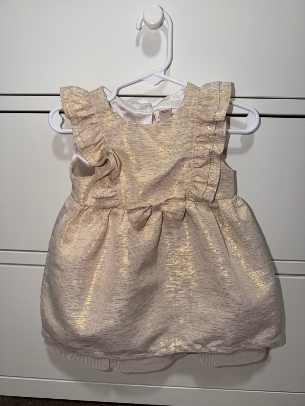 Cat & Jack Shimmery Cream and Gold Ruffle Dress